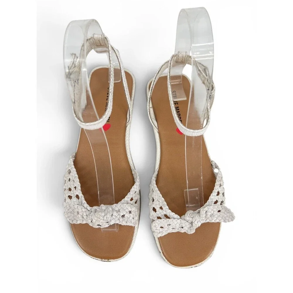 Steave Madden Meris White Ankle Strap Sandals Big Girl Sz. 3